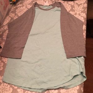 Lularoe lt mint/grey Randy tee. Soft cotton fabric. Size large